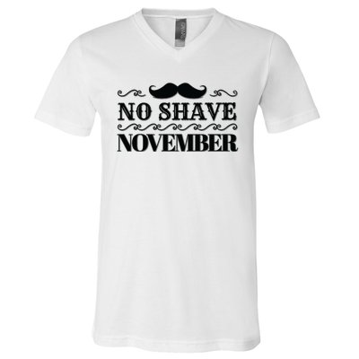 No Shave November Mustache Funny V-Neck T-Shirt