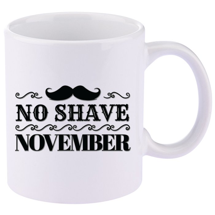 No Shave November Mustache Funny 11oz C Handle Ceramic Mug