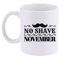 No Shave November Mustache Funny 11oz C Handle Ceramic Mug
