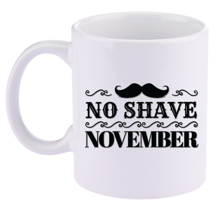 No Shave November Mustache Funny 11oz C Handle Ceramic Mug