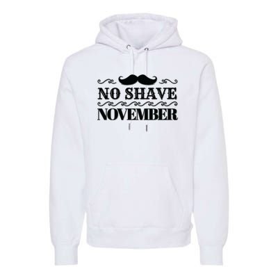 No Shave November Mustache Funny Premium Hoodie