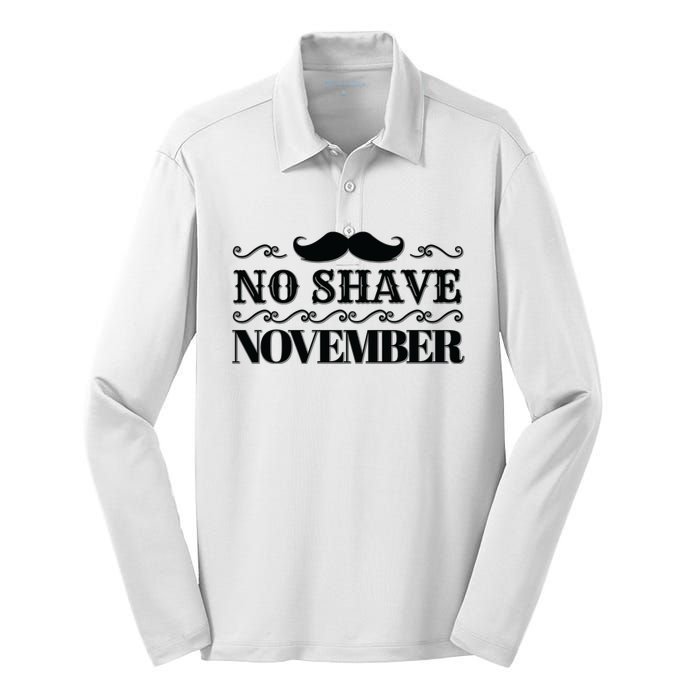 No Shave November Mustache Funny Silk Touch Performance Long Sleeve Polo