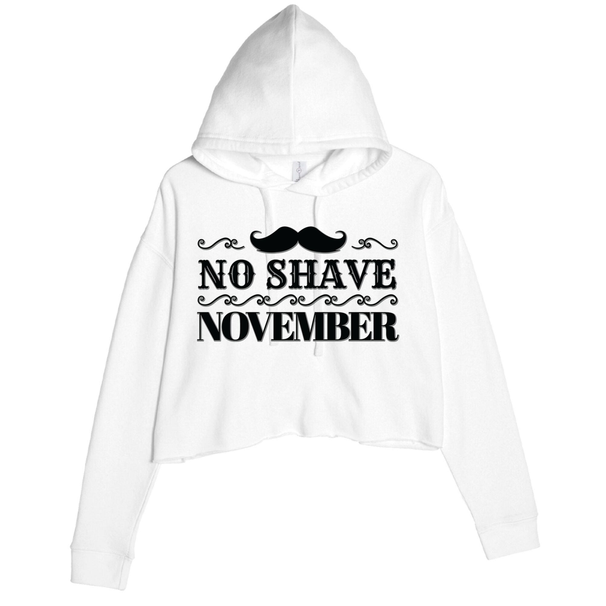 No Shave November Mustache Funny Crop Fleece Hoodie