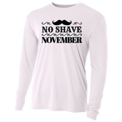 No Shave November Mustache Funny Cooling Performance Long Sleeve Crew