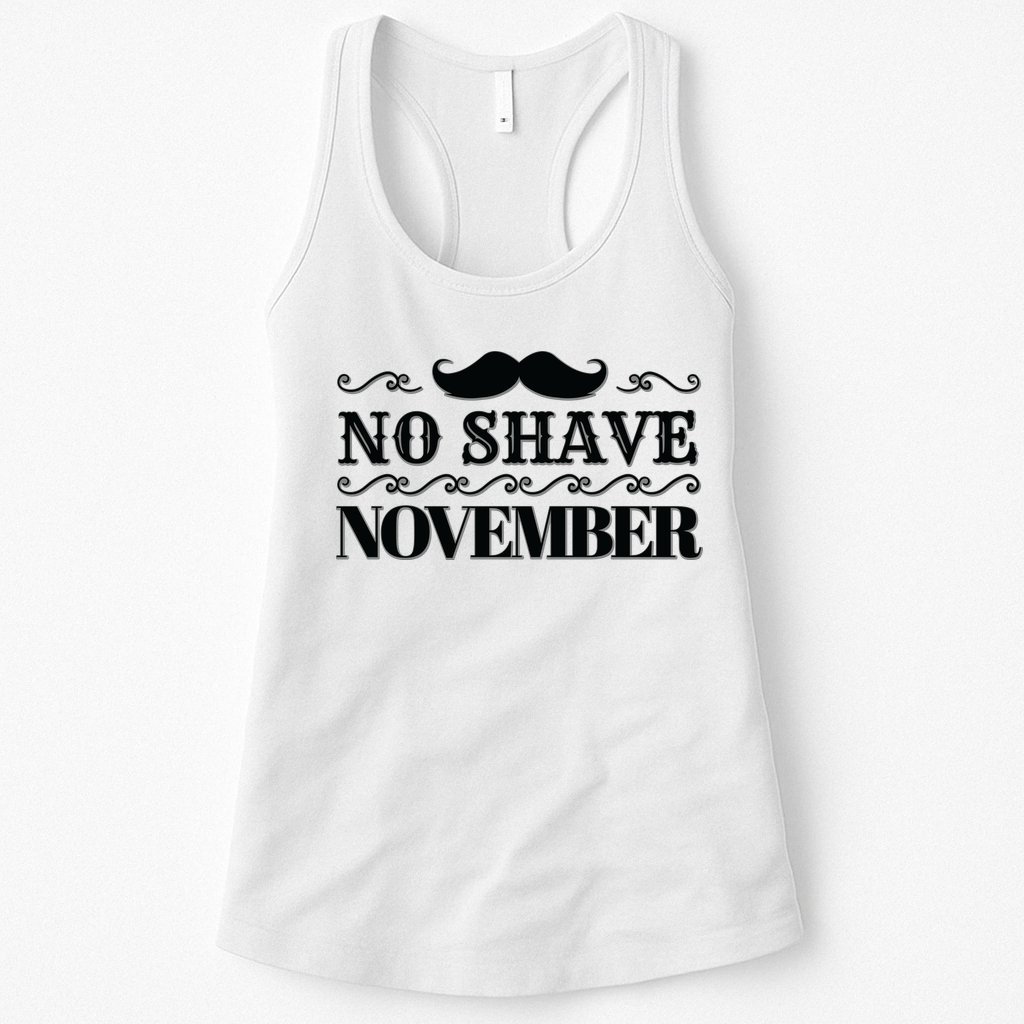 No Shave November Mustache Funny Womens Tank Top