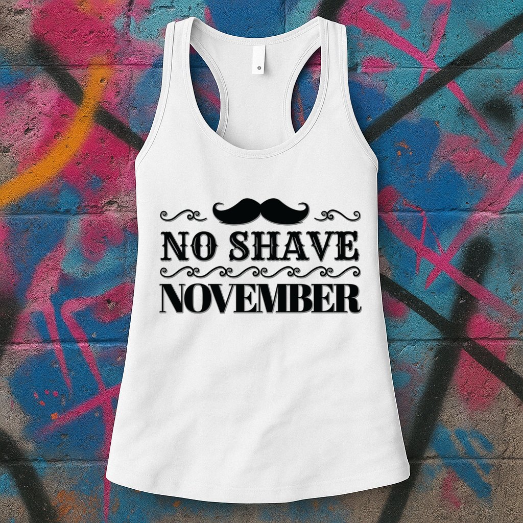 No Shave November Mustache Funny Womens Tank Top