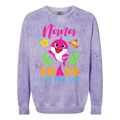 Nana Shark Nana Shark Lover Family Mother's Day Colorblast Crewneck Sweatshirt