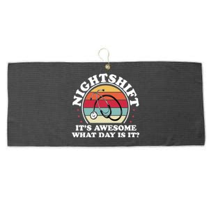 Night Shift Nurse Funny Nurse Nursing Rn Lpn Cna Gift Large Microfiber Waffle Golf Towel