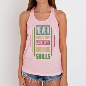 Nursing Skills Never Underestimate A Gift Women's Knotted Racerback Tank