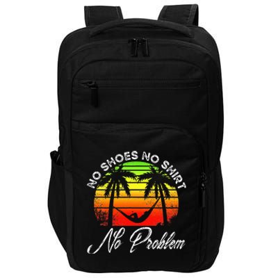 No Shoes No Clothes No Problem Island Palm Vacation Impact Tech Backpack