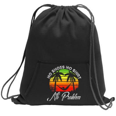 No Shoes No Clothes No Problem Island Palm Vacation Sweatshirt Cinch Pack Bag