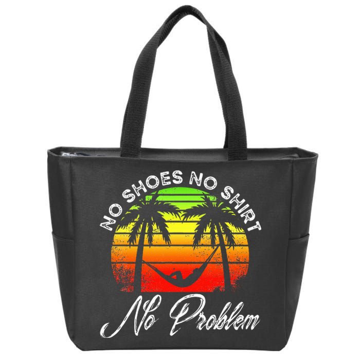 No Shoes No Clothes No Problem Island Palm Vacation Zip Tote Bag