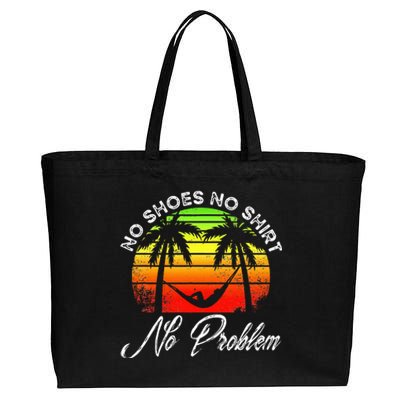 No Shoes No Clothes No Problem Island Palm Vacation Cotton Canvas Jumbo Tote