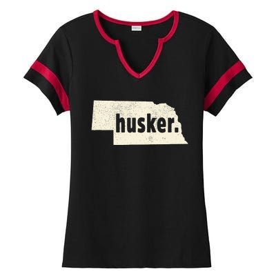 Nebraska State Nickname Husker Ladies Halftime Notch Neck Tee