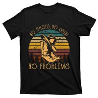 No Shoes No No Problems Vintage Cowboy Hat And Boots T-Shirt