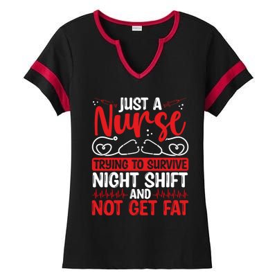 Night Shift Nurse Appreciation Rn Cna Nurse Funny Nursing Cute Gift Ladies Halftime Notch Neck Tee