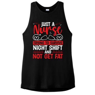 Night Shift Nurse Appreciation Rn Cna Nurse Funny Nursing Cute Gift Ladies PosiCharge Tri-Blend Wicking Tank