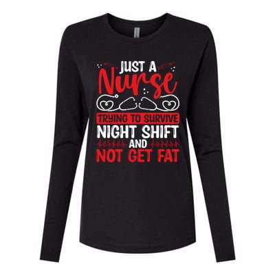 Night Shift Nurse Appreciation Rn Cna Nurse Funny Nursing Cute Gift Womens Cotton Relaxed Long Sleeve T-Shirt