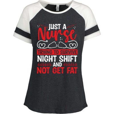 Night Shift Nurse Appreciation Rn Cna Nurse Funny Nursing Cute Gift Enza Ladies Jersey Colorblock Tee