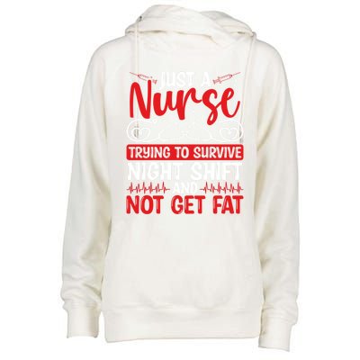 Night Shift Nurse Appreciation Rn Cna Nurse Funny Nursing Cute Gift Womens Funnel Neck Pullover Hood