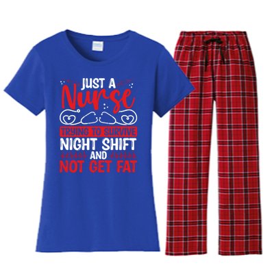 Night Shift Nurse Appreciation Rn Cna Nurse Funny Nursing Cute Gift Women's Flannel Pajama Set