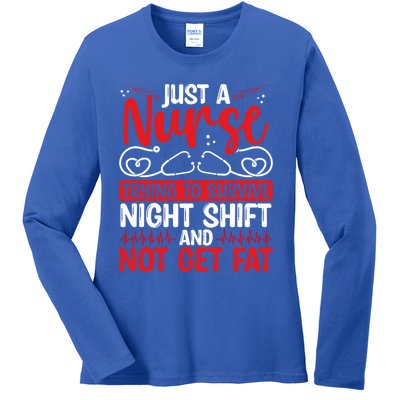 Night Shift Nurse Appreciation Rn Cna Nurse Funny Nursing Cute Gift Ladies Long Sleeve Shirt