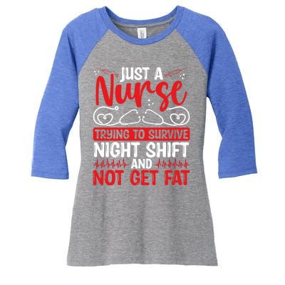 Night Shift Nurse Appreciation Rn Cna Nurse Funny Nursing Cute Gift Women's Tri-Blend 3/4-Sleeve Raglan Shirt