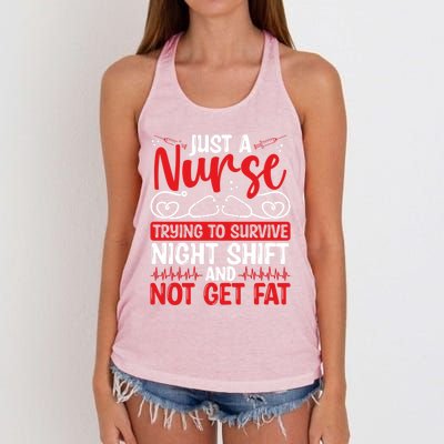 Night Shift Nurse Appreciation Rn Cna Nurse Funny Nursing Cute Gift Women's Knotted Racerback Tank