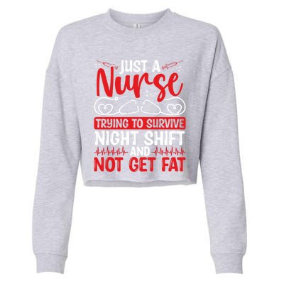 Night Shift Nurse Appreciation Rn Cna Nurse Funny Nursing Cute Gift Cropped Pullover Crew