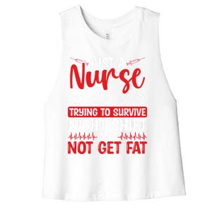 Night Shift Nurse Appreciation Rn Cna Nurse Funny Nursing Cute Gift Women's Racerback Cropped Tank