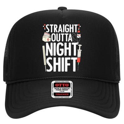 Night Shift Nurse For Men Women Emergency Registered Nurse High Crown Mesh Back Trucker Hat