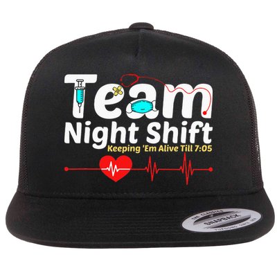 Night Shift Nurse Life RN LPN CNA Healthcare Heartbeat Love Flatbill Hat