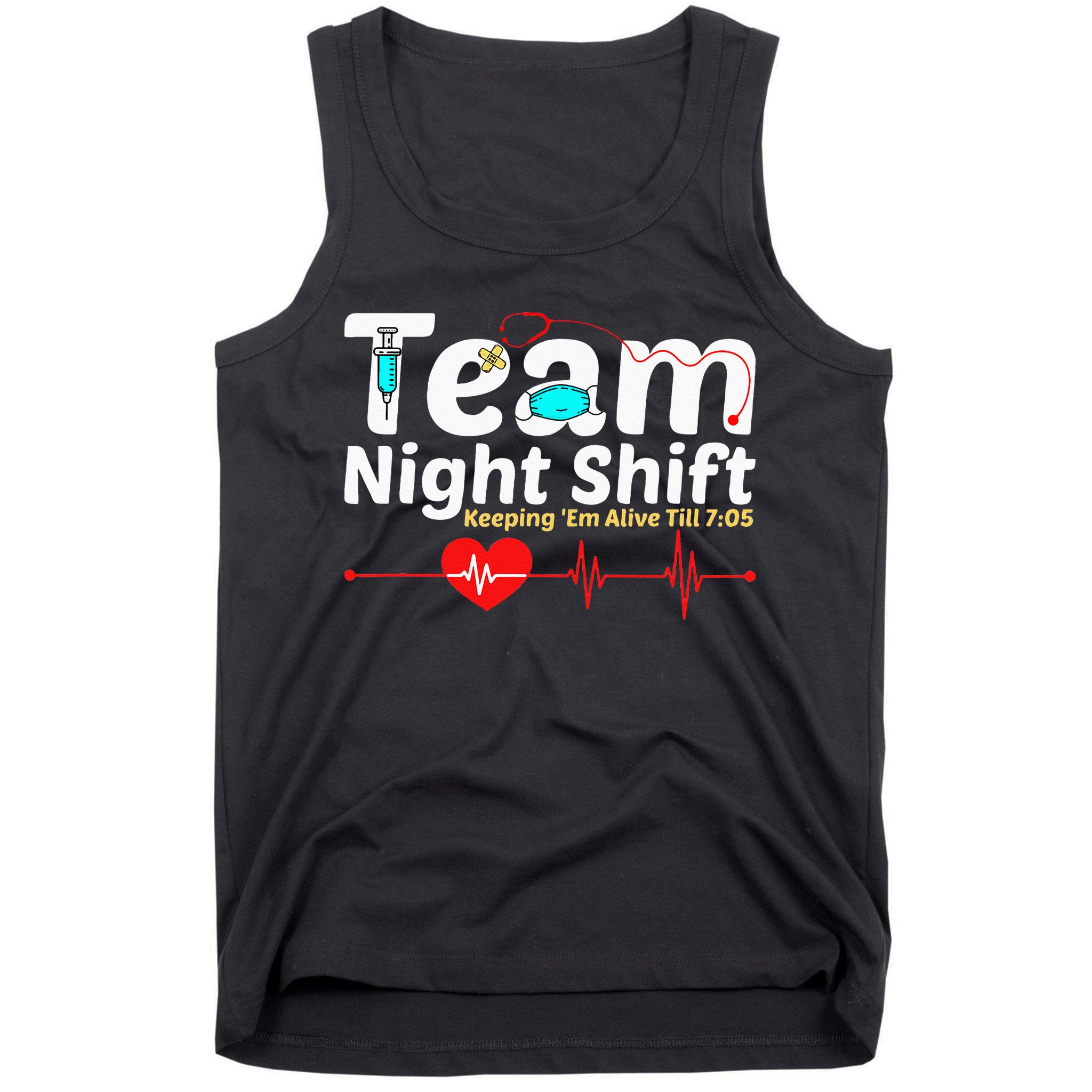 Night Shift Nurse Life RN LPN CNA Healthcare Heartbeat Love Tank Top