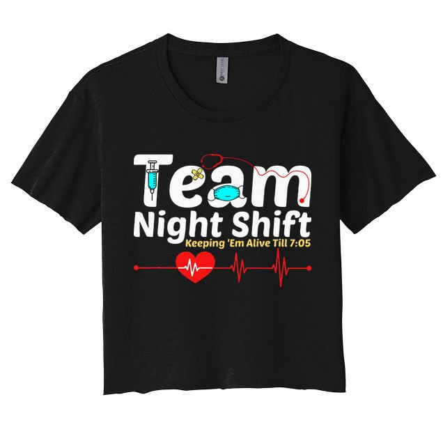 Night Shift Nurse Life RN LPN CNA Healthcare Heartbeat Love Crop Top