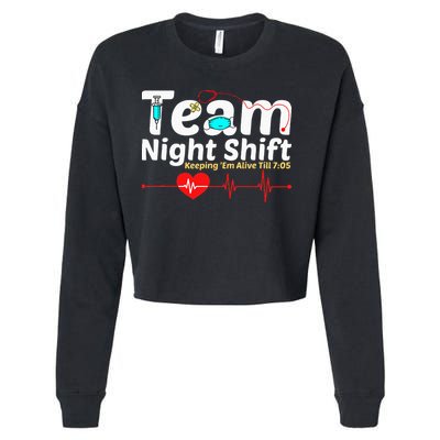 Night Shift Nurse Life RN LPN CNA Healthcare Heartbeat Love Cropped Pullover Crew