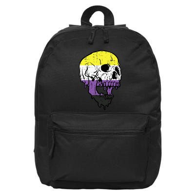 N.O.N.B.I.N.A.R.Y. .S.Kull Non Binary Enby Pride Lgbtq 16 in Basic Backpack