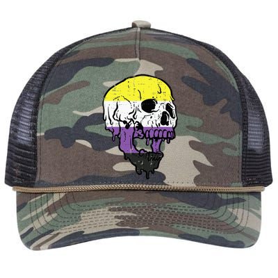 N.O.N.B.I.N.A.R.Y. .S.Kull Non Binary Enby Pride Lgbtq Retro Rope Trucker Hat Cap