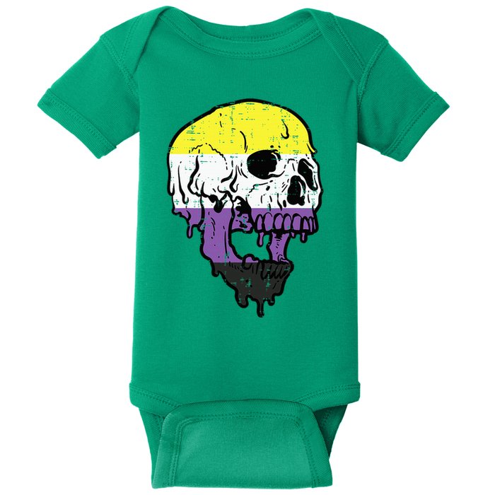 N.O.N.B.I.N.A.R.Y. .S.Kull Non Binary Enby Pride Lgbtq Baby Bodysuit