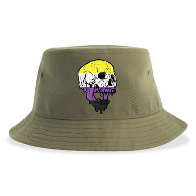 N.O.N.B.I.N.A.R.Y. .S.Kull Non Binary Enby Pride Lgbtq Sustainable Bucket Hat