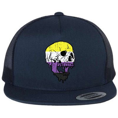 N.O.N.B.I.N.A.R.Y. .S.Kull Non Binary Enby Pride Lgbtq Flat Bill Trucker Hat