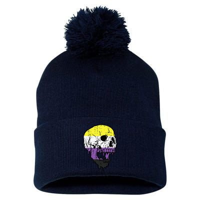 N.O.N.B.I.N.A.R.Y. .S.Kull Non Binary Enby Pride Lgbtq Pom Pom 12in Knit Beanie