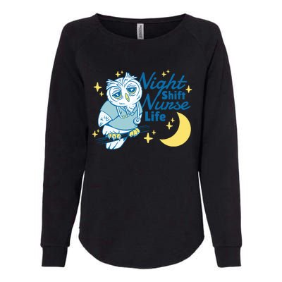 Night Shift Nurse Life Owl Womens California Wash Sweatshirt