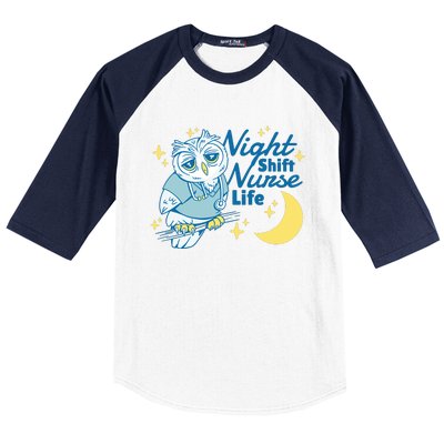 Night Shift Nurse Life Owl Baseball Sleeve Shirt