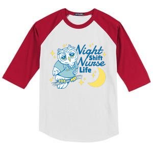 Night Shift Nurse Life Owl Kids Colorblock Raglan Jersey