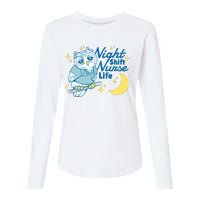 Night Shift Nurse Life Owl Womens Cotton Relaxed Long Sleeve T-Shirt