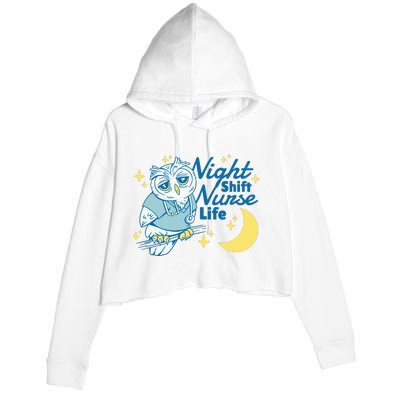 Night Shift Nurse Life Owl Crop Fleece Hoodie