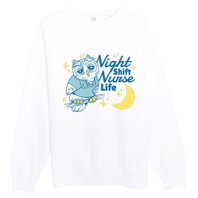 Night Shift Nurse Life Owl Premium Crewneck Sweatshirt