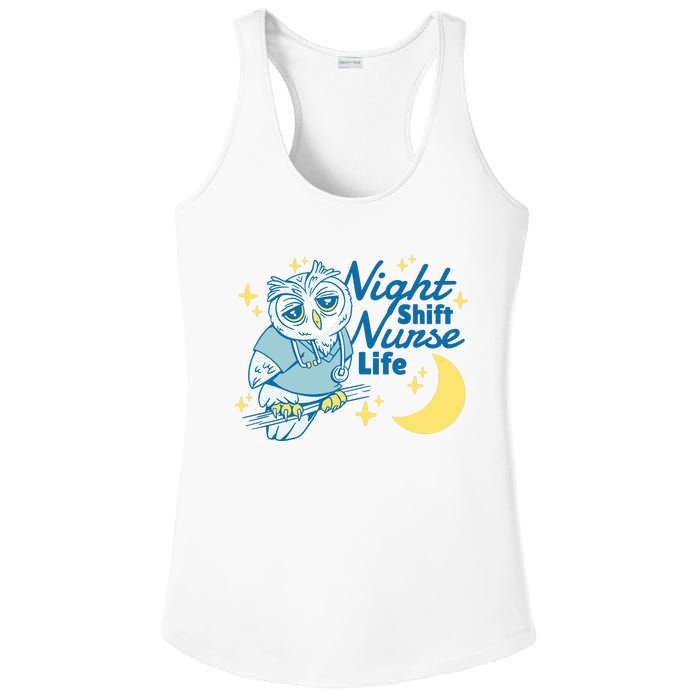 Night Shift Nurse Life Owl Ladies PosiCharge Competitor Racerback Tank