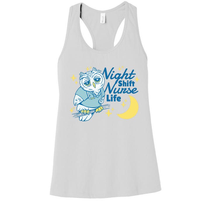 Night Shift Nurse Life Owl Women's Racerback Tank