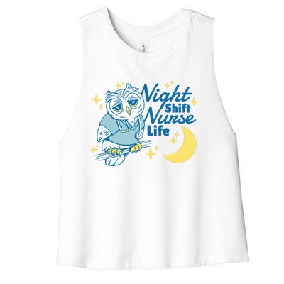 Night Shift Nurse Life Owl Women's Racerback Cropped Tank